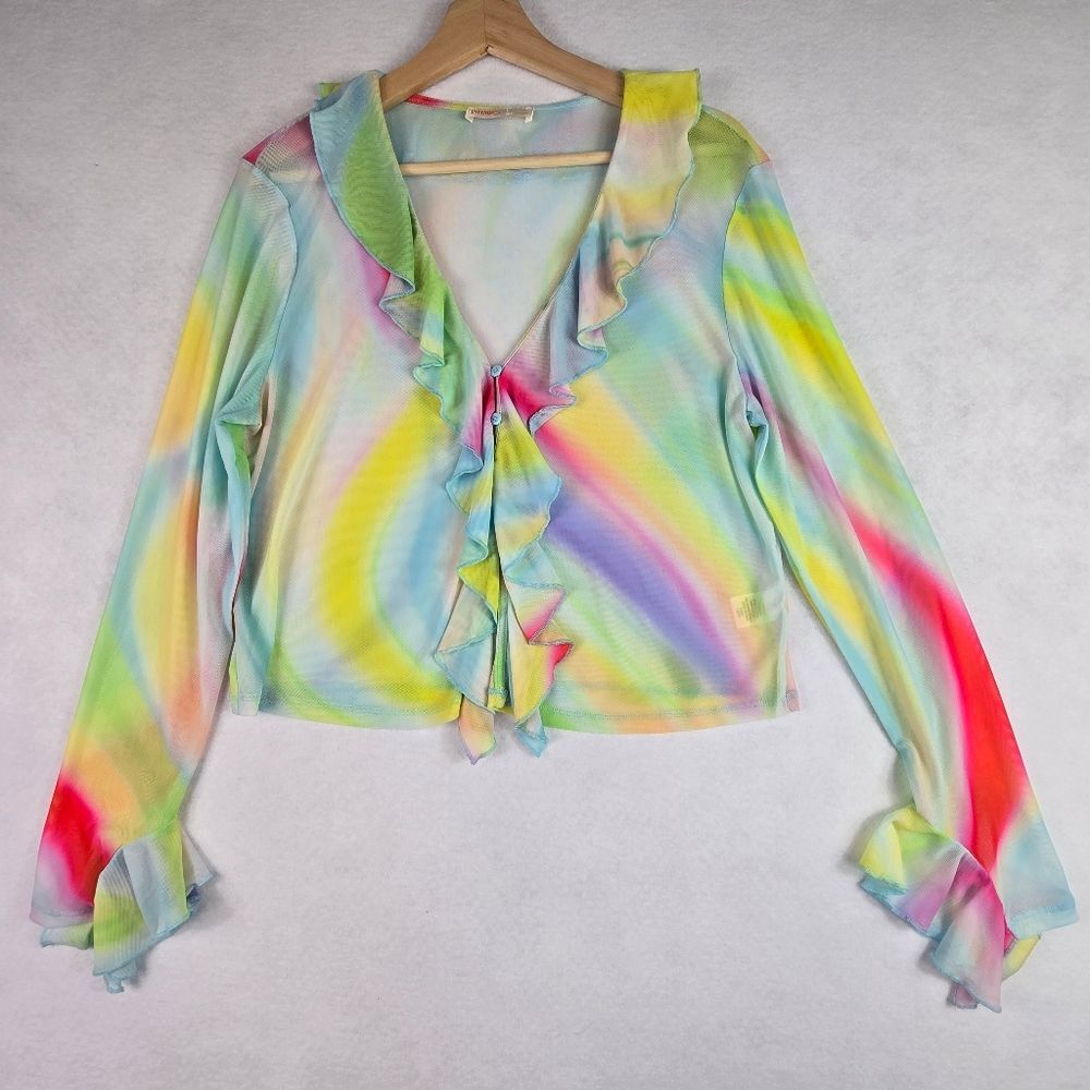 Intempo Vibrant Multicolor Sheer Blouse